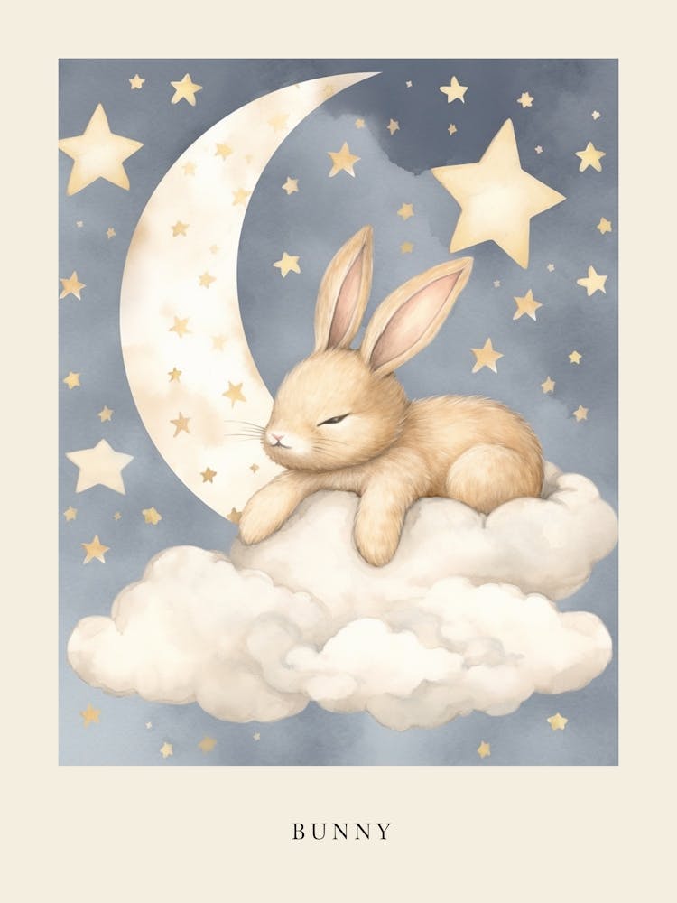 Sleeping Baby Bunny Nursery Poster