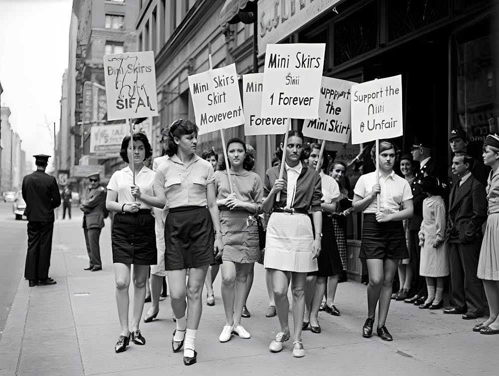 Black and White Fashion Protest - Mini Skirts Demonstration