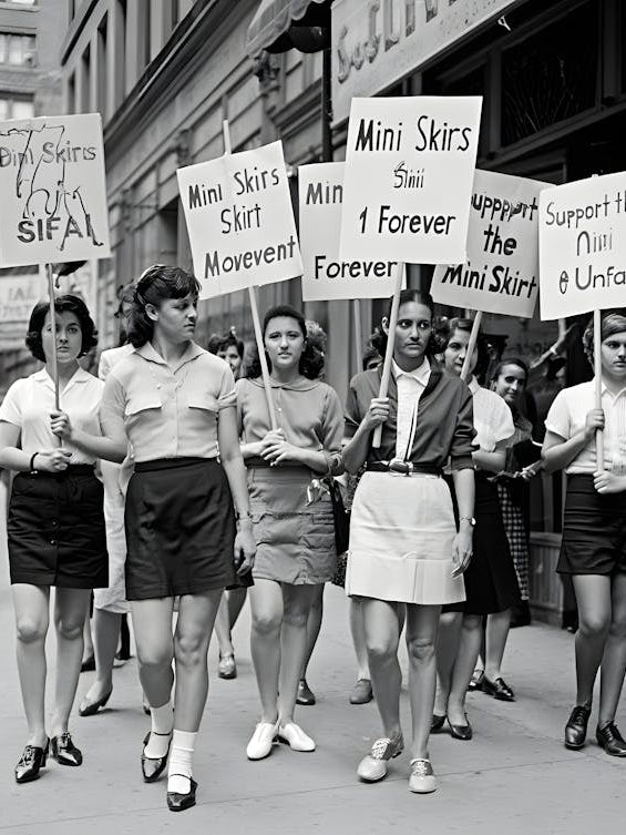 Black and White Fashion Protest - Mini Skirts Demonstration