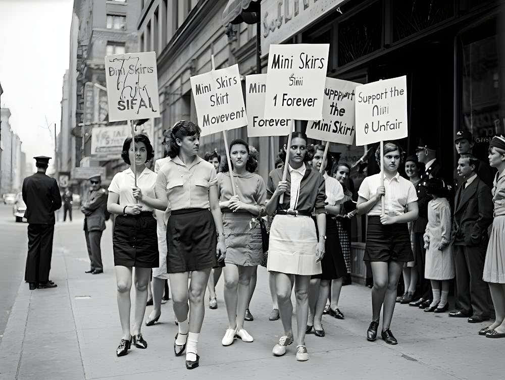 Black and White Fashion Protest - Mini Skirts Demonstration