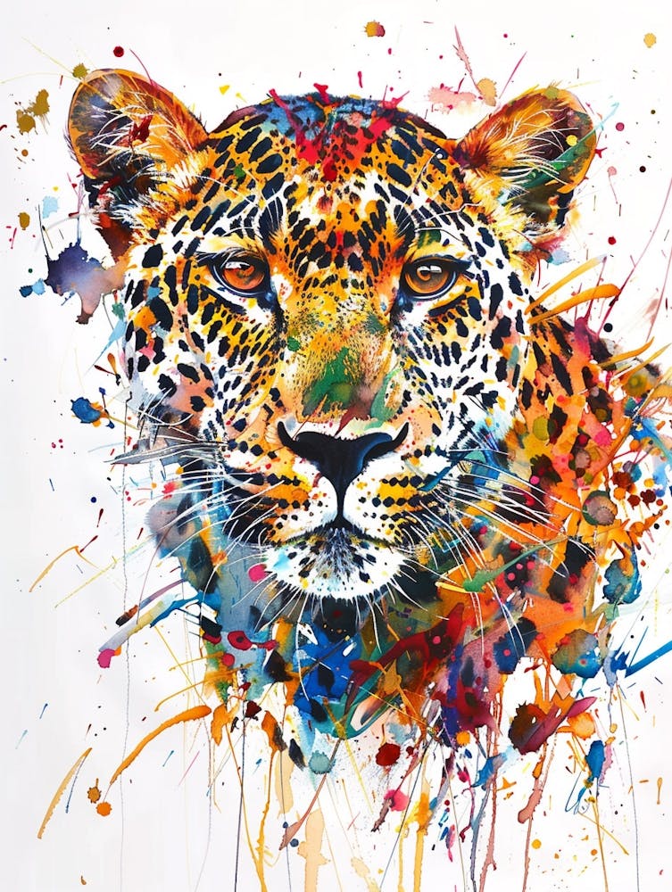 Leopard Colourful Watercolour 2