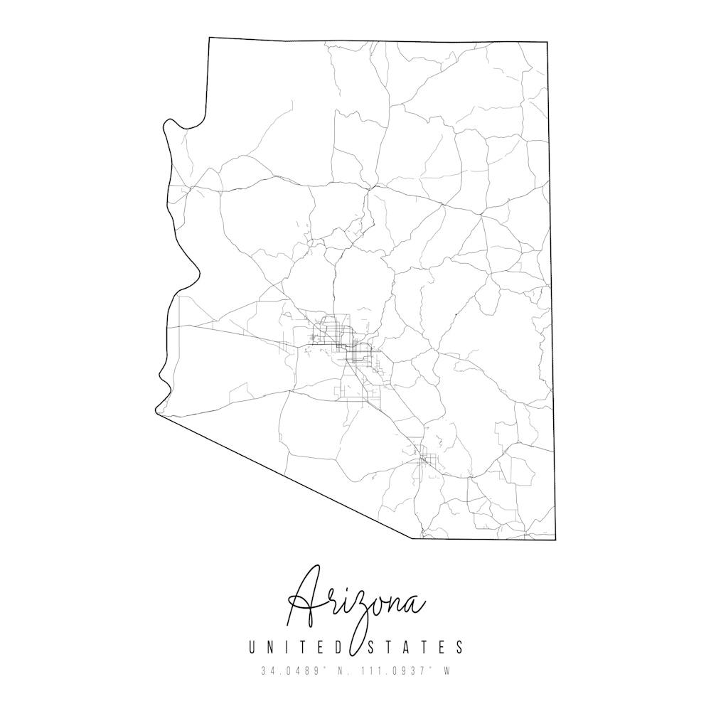 Arizona Minimal Street Map Square