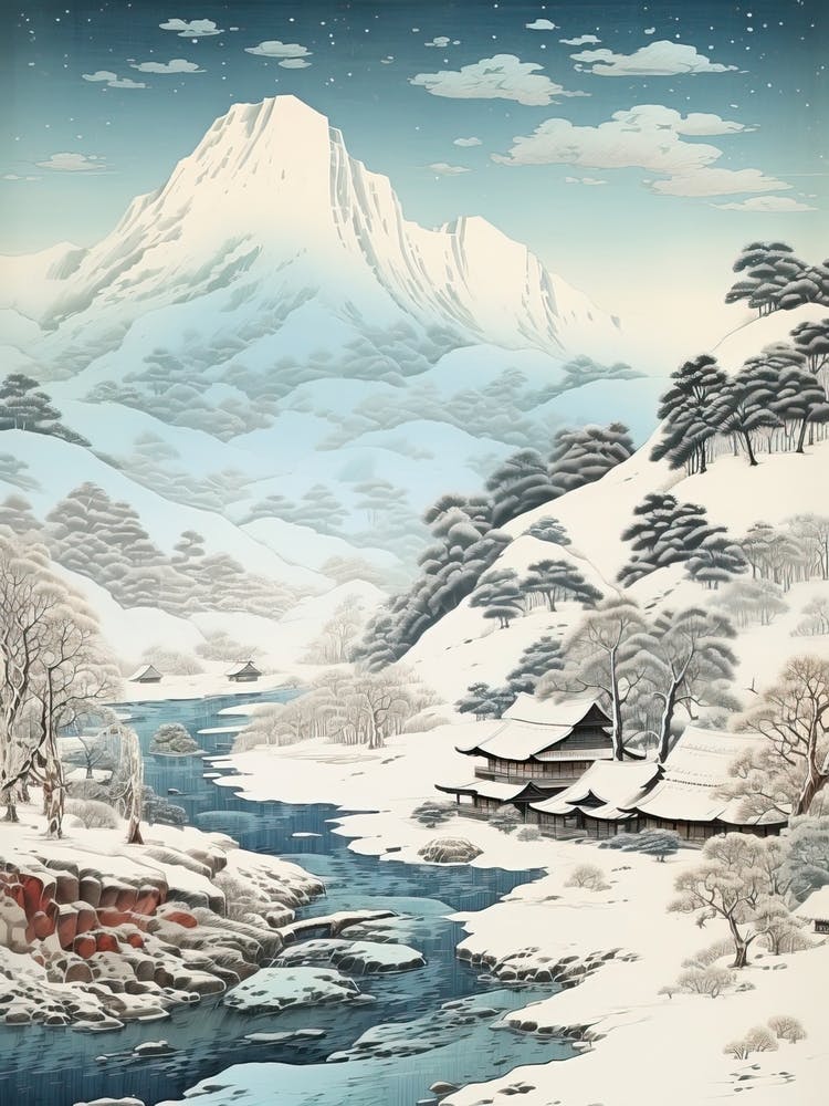 Shirakawa Go In Gifu, Ukiyo E Drawing 1