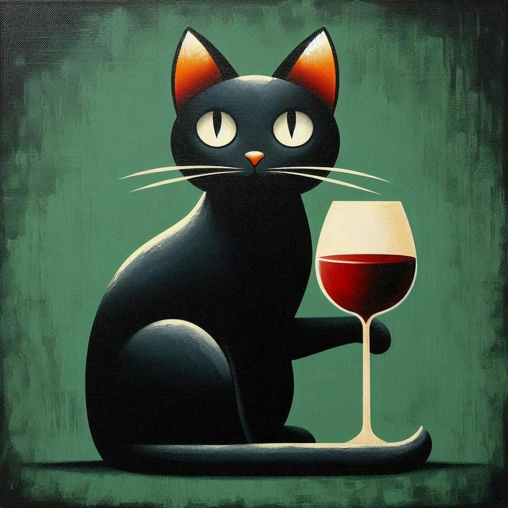 Cat With A Glass Of Wine 1