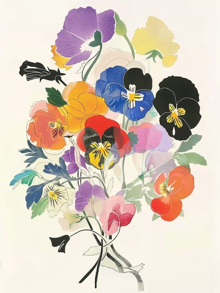 Wild Pansy 1 Collage Flower Bouquet