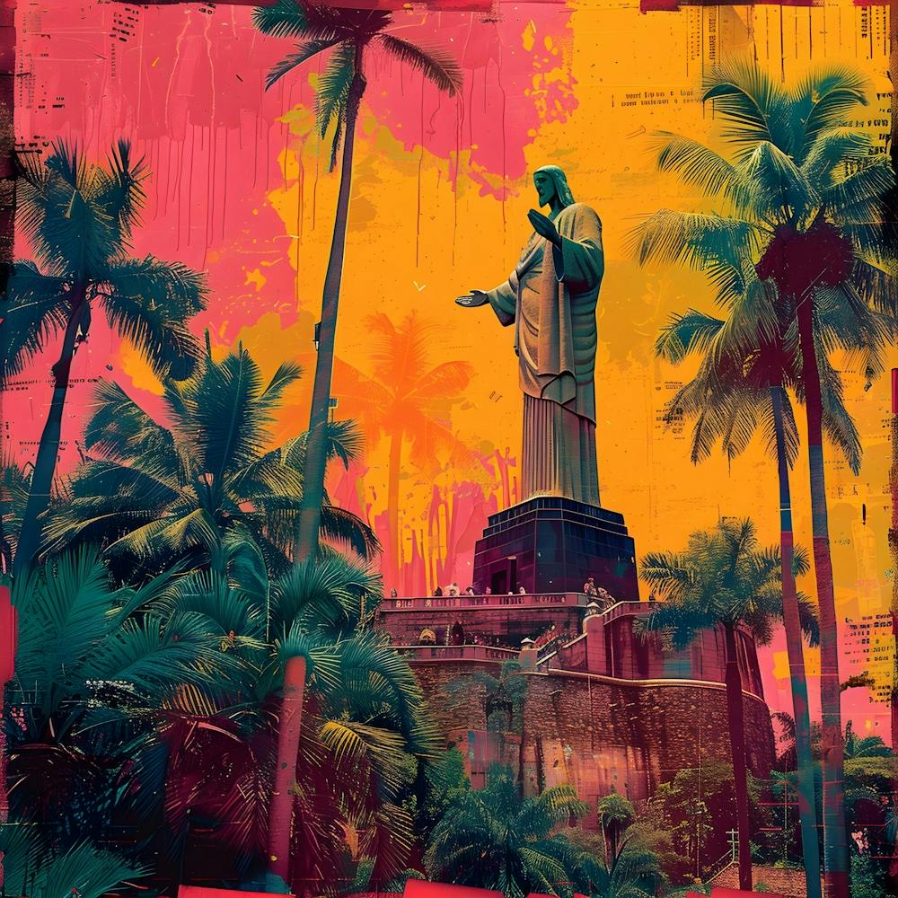 Rio, Christ the Redeemer, retro collage