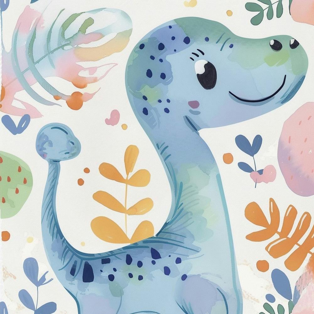 Cute Acrocanthosaurus Dinosaur Watercolour Style 4