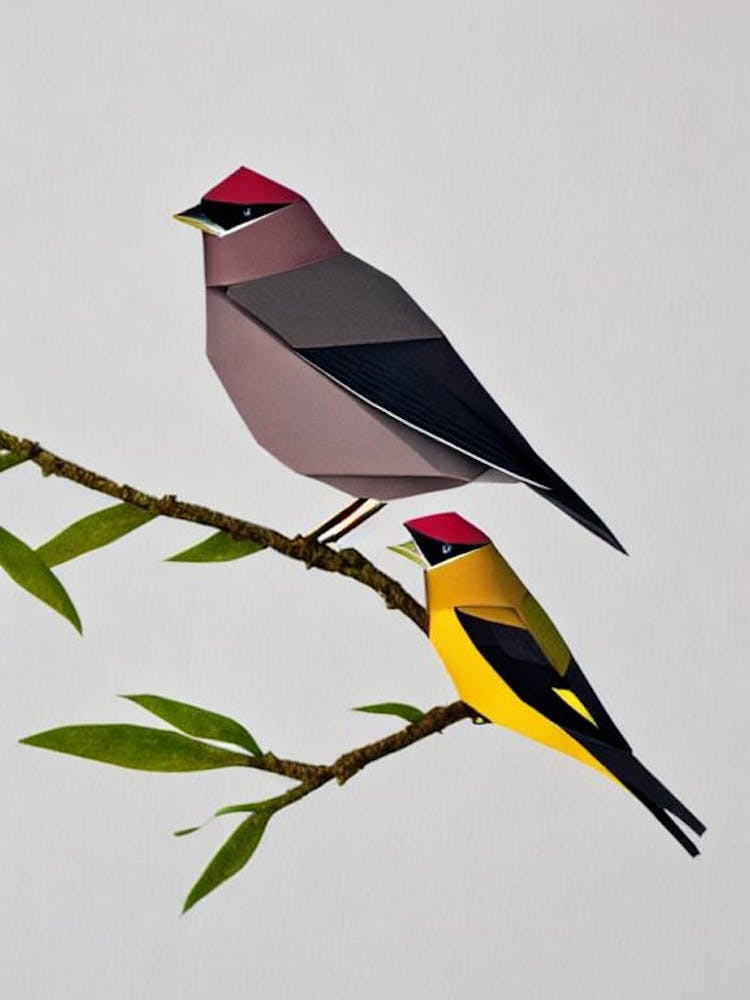 Cedar 3 Waxwing Origami Bird