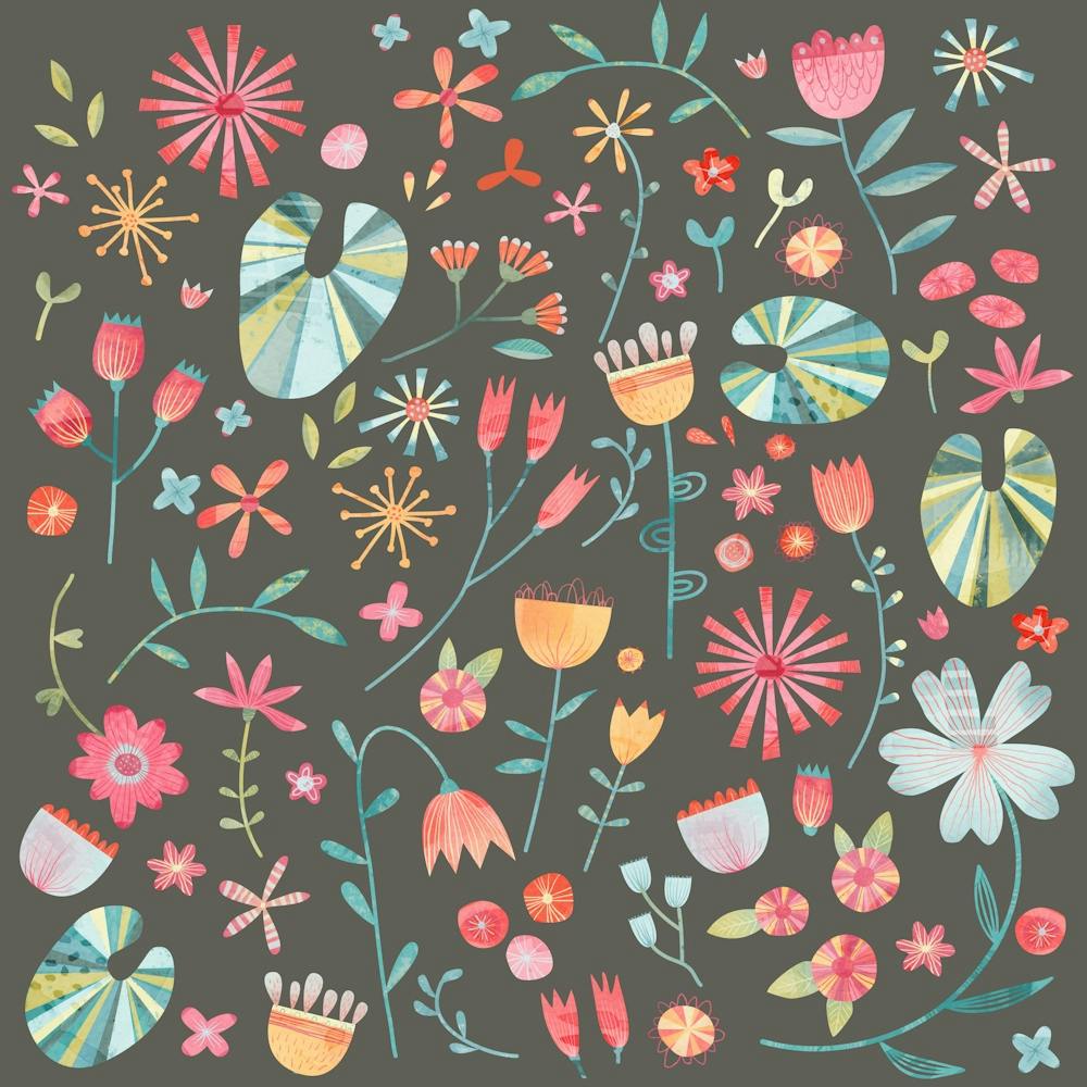 Fleurs sauvages à l'aquarelle dans le noir 1