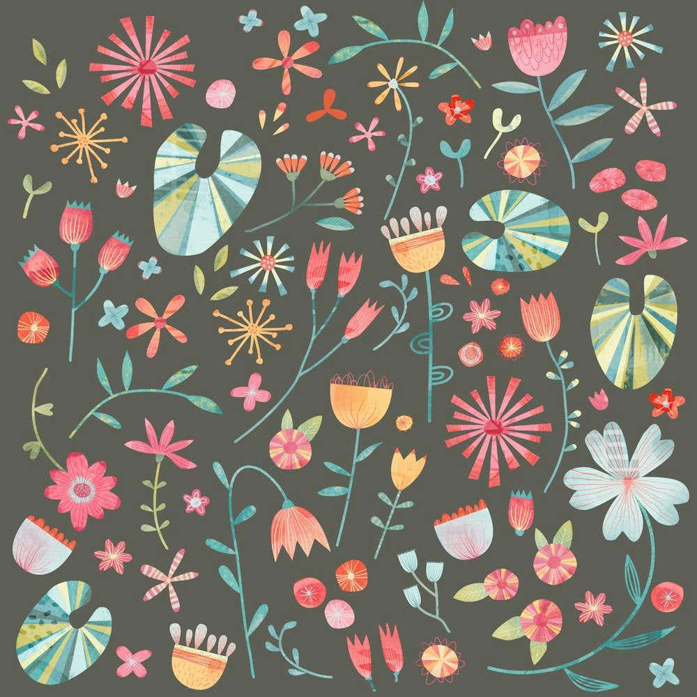 Watercolor Wild Flowers in the Dark 1