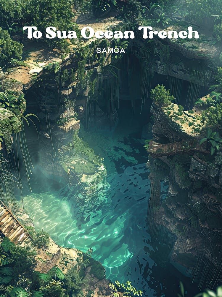 To Sua Ocean Trench Bucket List Kunst Illustration