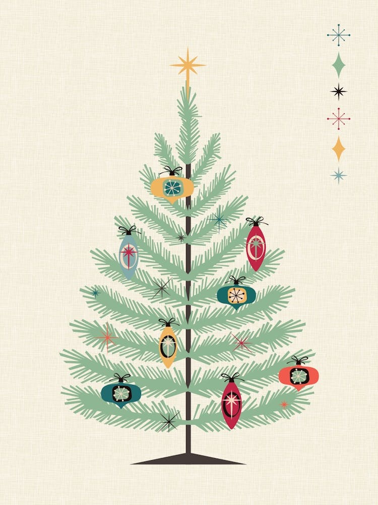 Mid Century Modern Christmas Tree Print