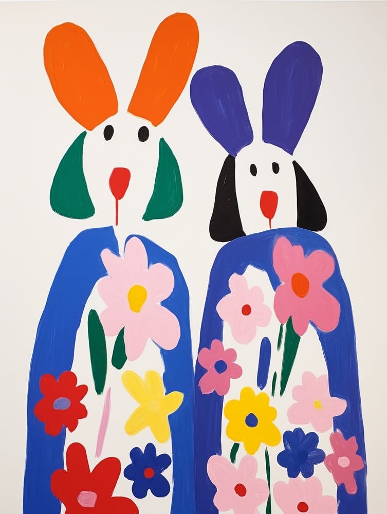 Colourful Kids Animal Art Rabbit