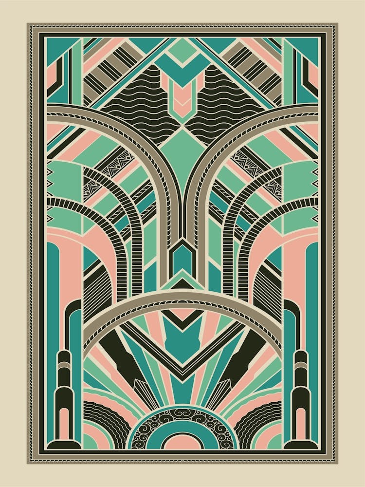 Art Deco Pattern 2 Pink Blue