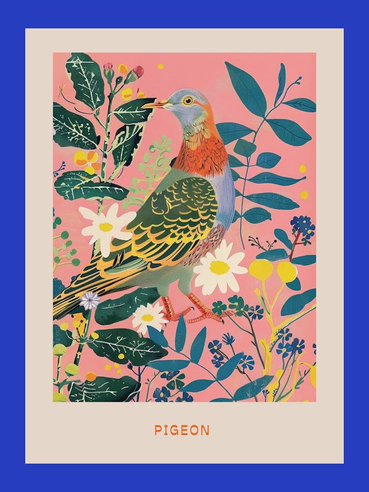 Spring Birds Poster Pigeon 2