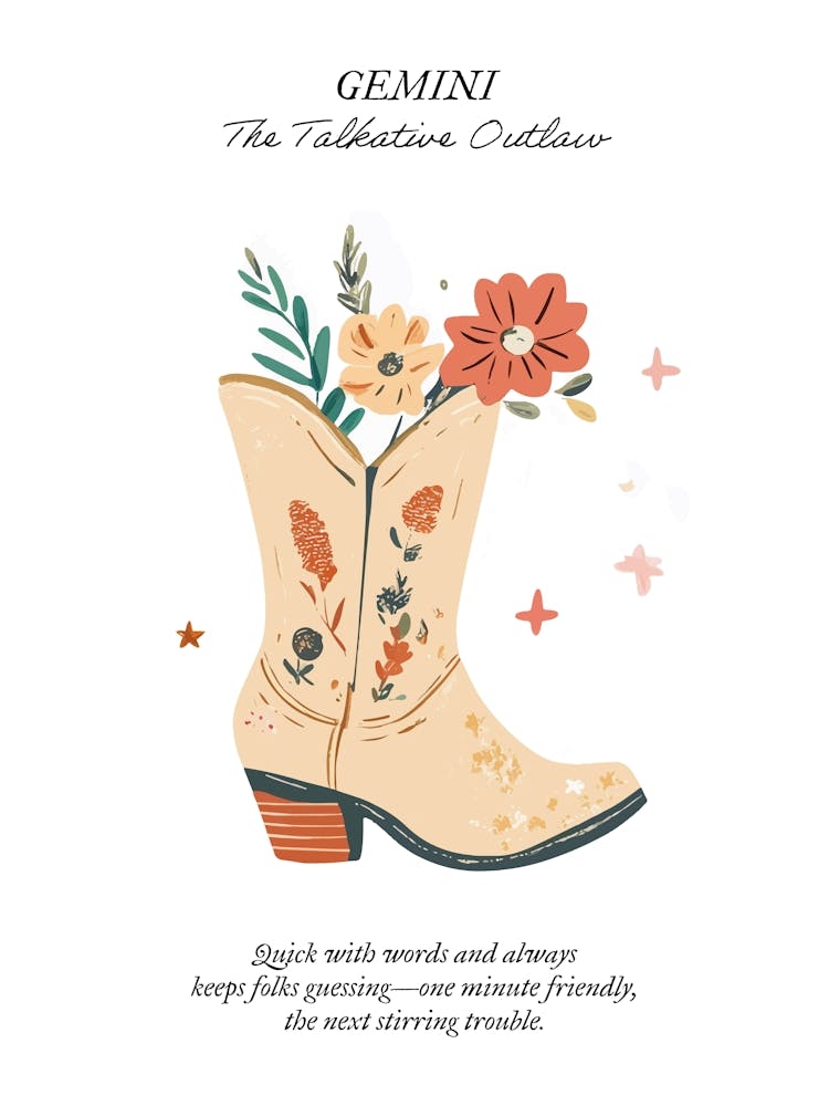 Gemini Cowboy Boots Zodiac Preppy Western Cowgirl