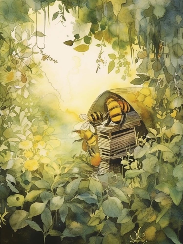 Bee Suit Bee Beehive Watercolour Illustration 3