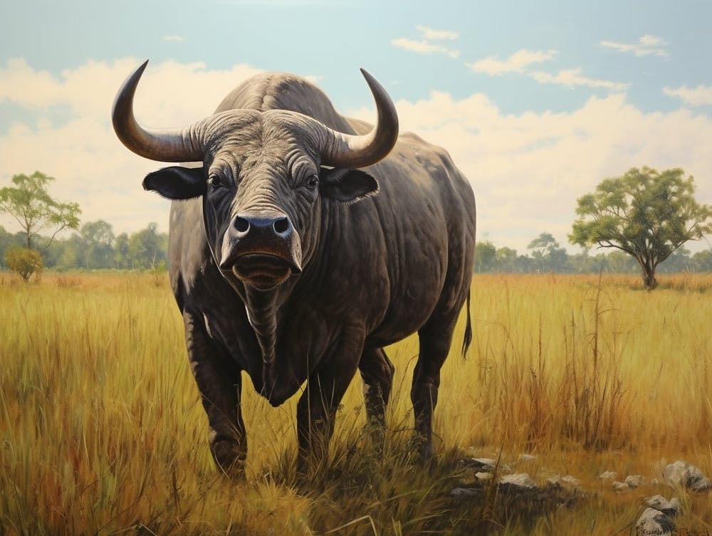 African Buffalo Grazing In The Savannah 3