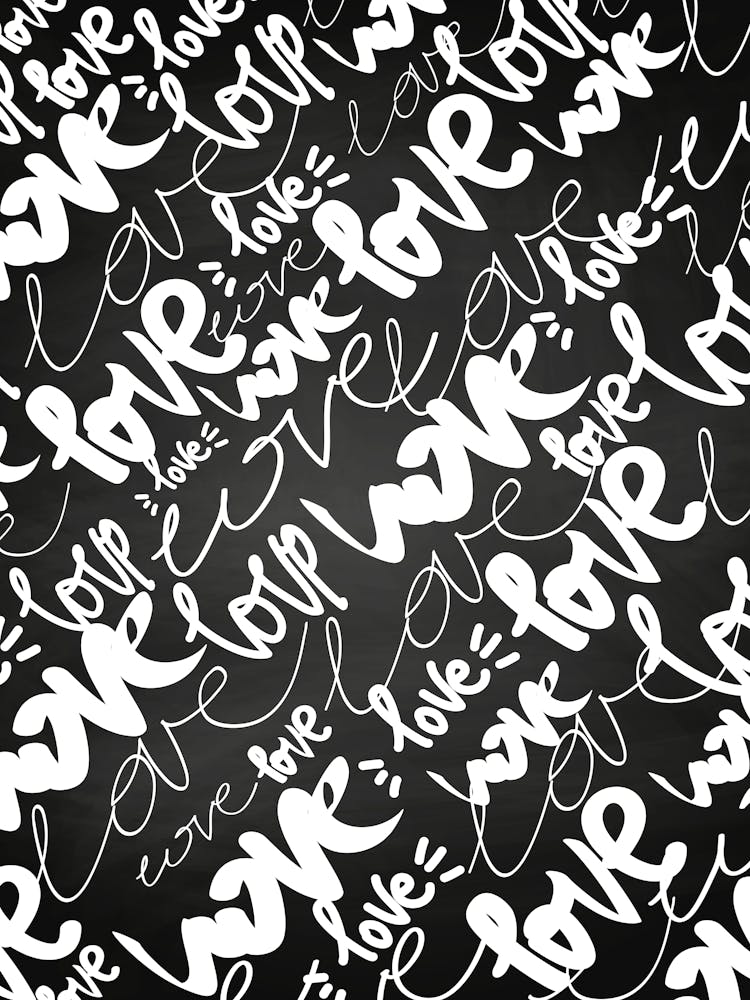 Love Calligraphy Seamless Pattern - kitchen art, kitchen poster