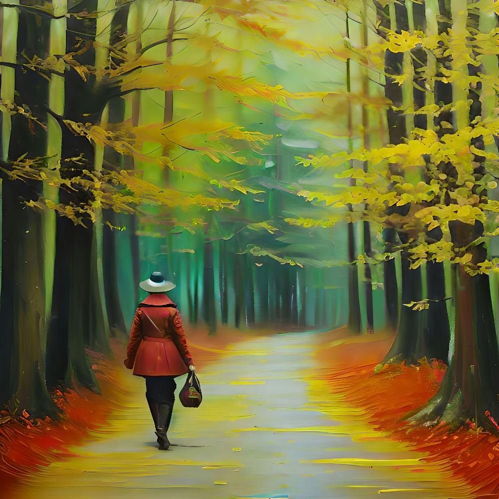 Woman Walking In the Forest 2