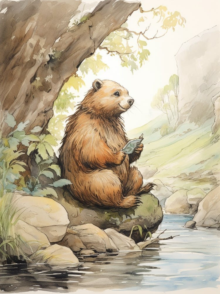 Storybook Animal Watercolour Beaver 1