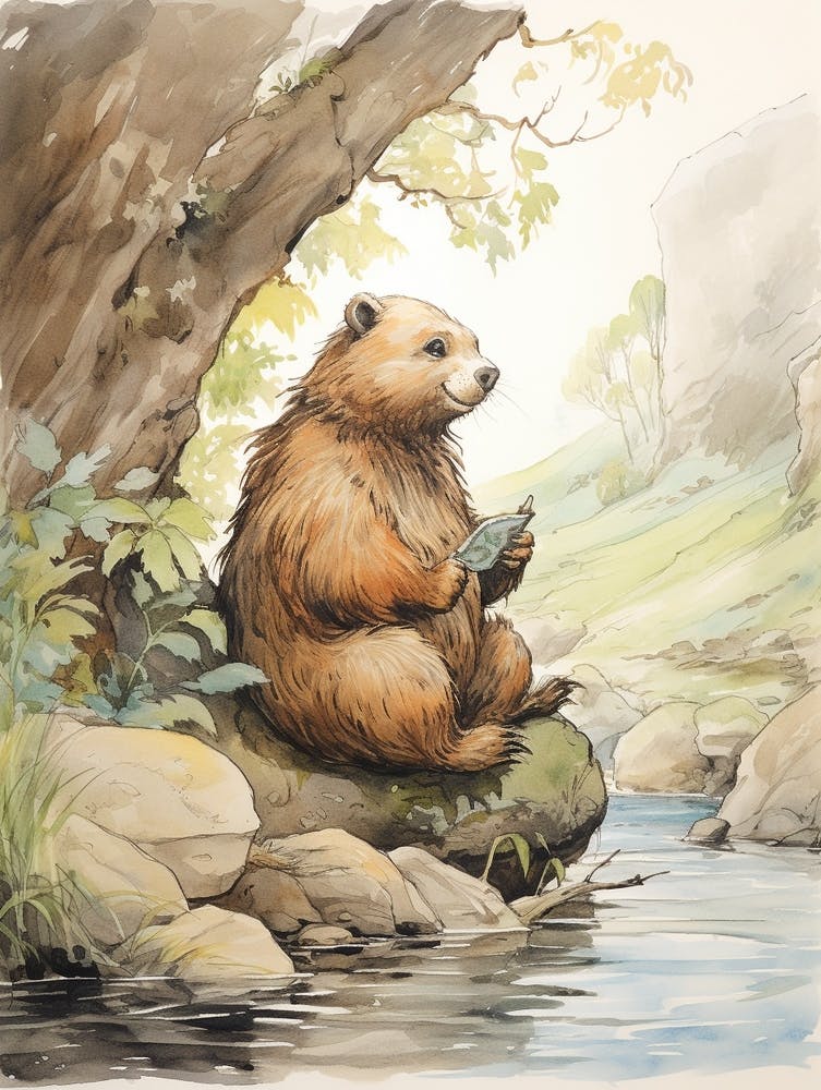 Storybook Animal Watercolour Beaver 1