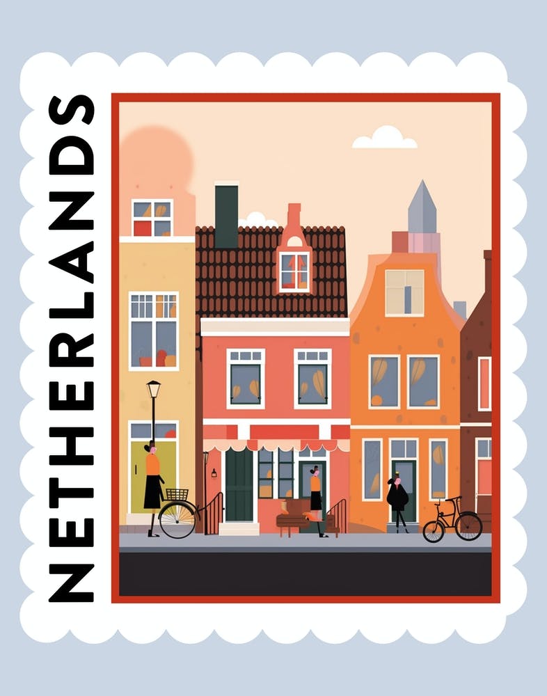 Netherlands 2 Travel Stamp Poster