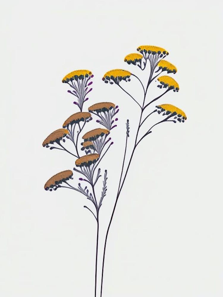 Yarrow Floral Minimal Line Drawing 3 Flower