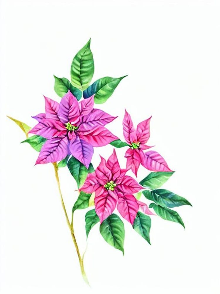 Fleur de Poinsettia à l'Aquarelle