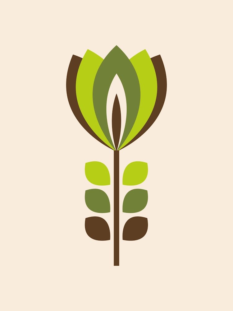 Mid Century Modern Flower 1 Green