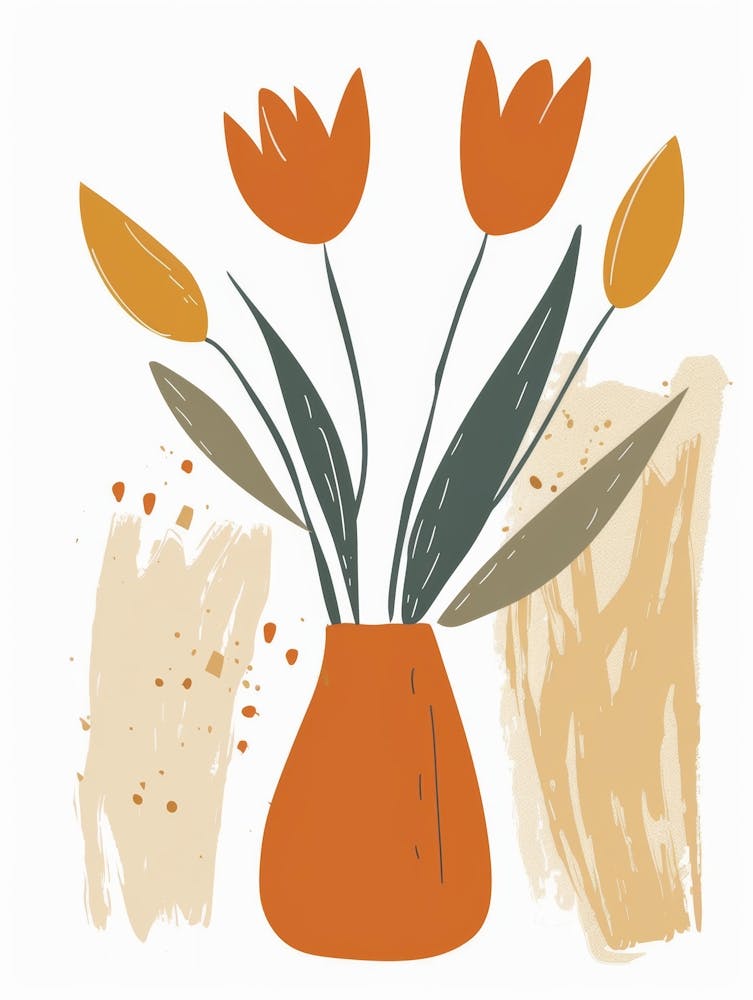 Orange Tulips In A Vase