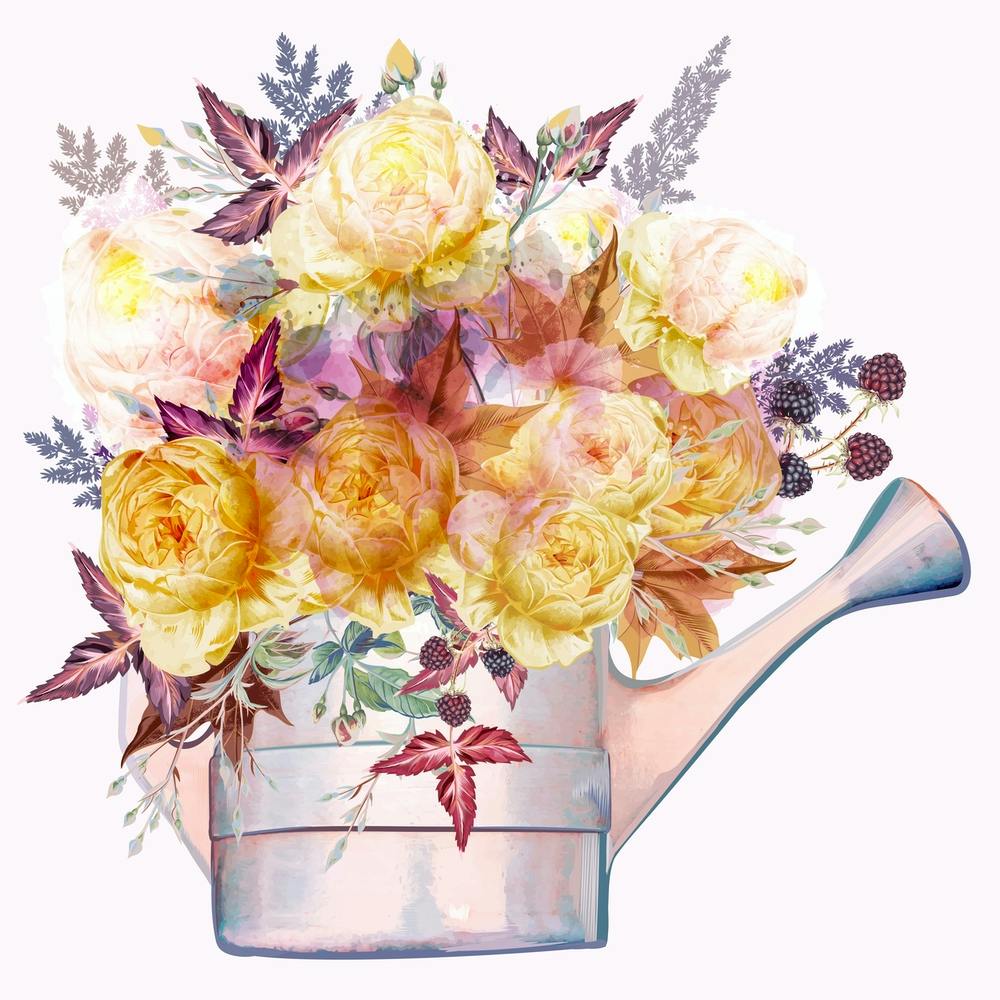 Fleurs de Jardin dans un Arrosoir
