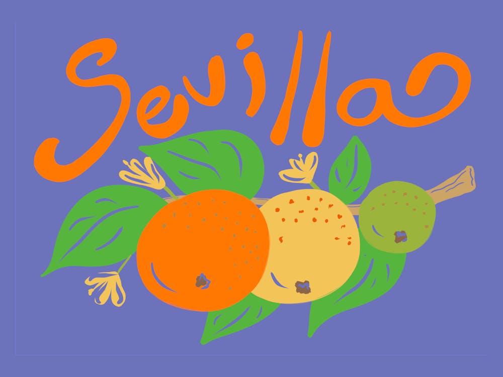 Sevilla Oranges with Hand Lettering Spanish Botanical