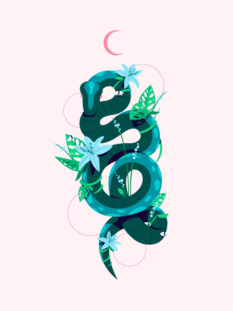 Snake and Lillies 1