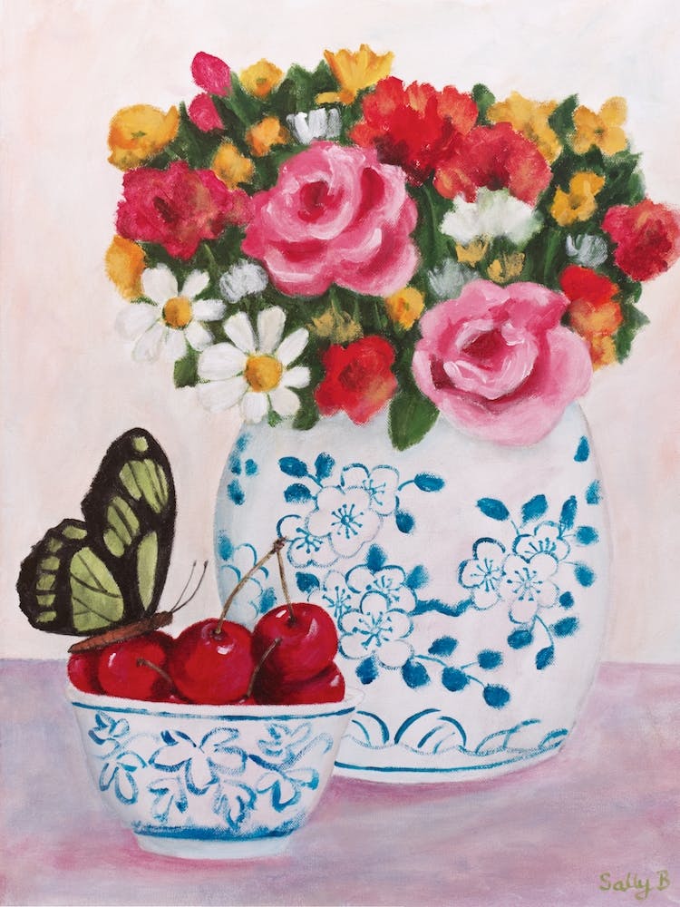 Chinoiserie Butterfly And Cherry