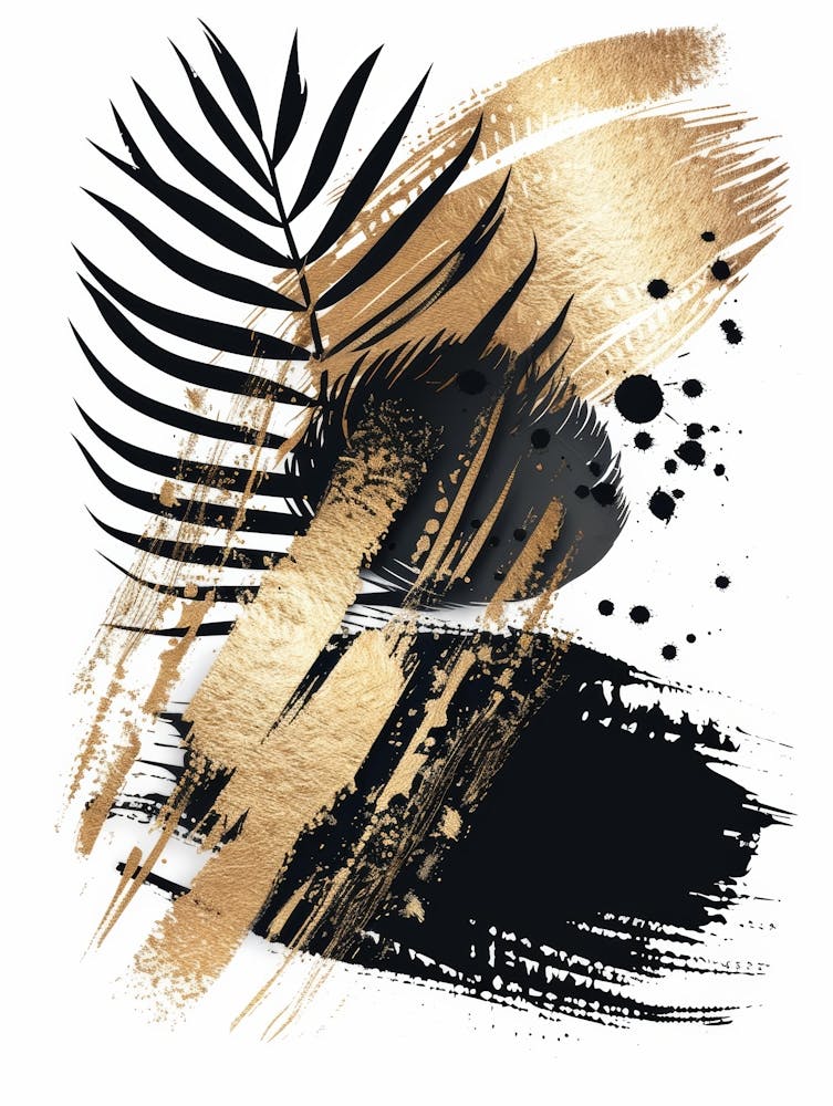 Gold And Black Abstract Painting 64