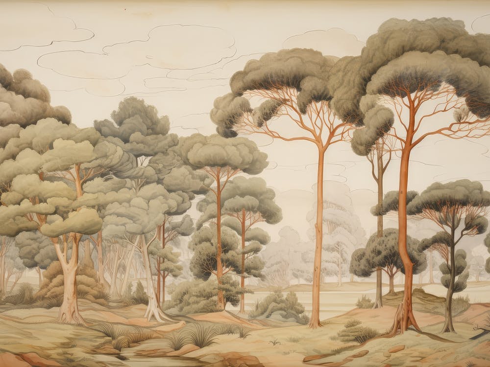Vintage Italian Autumn Drawing