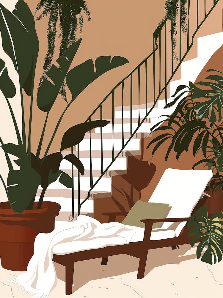 Lounge Chair In Front Of Stairs