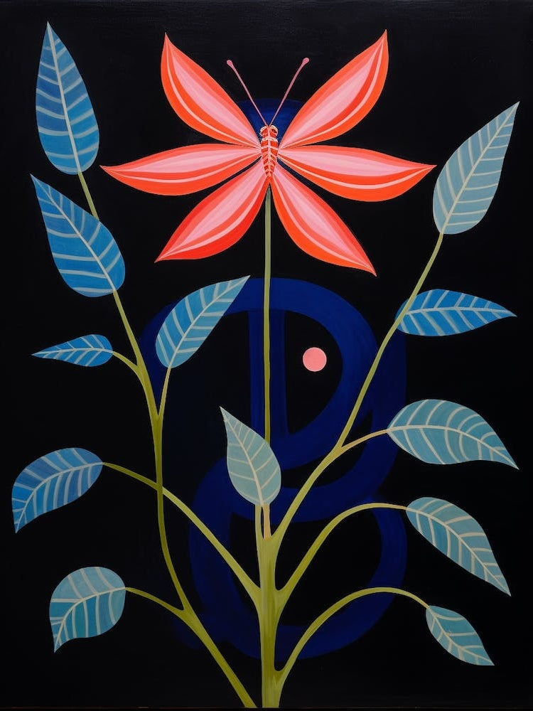 Bee Balm 2 Hilma Af Klint Inspired Flower Illustration