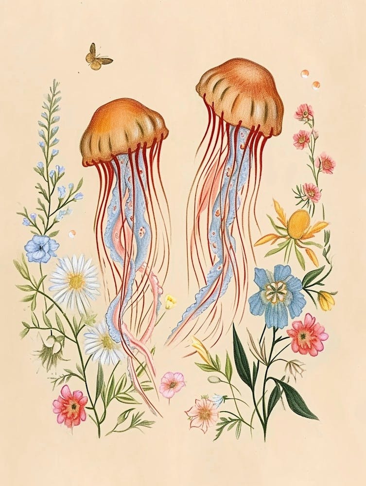 Dessin Animalier Floral Folklorique Méduse