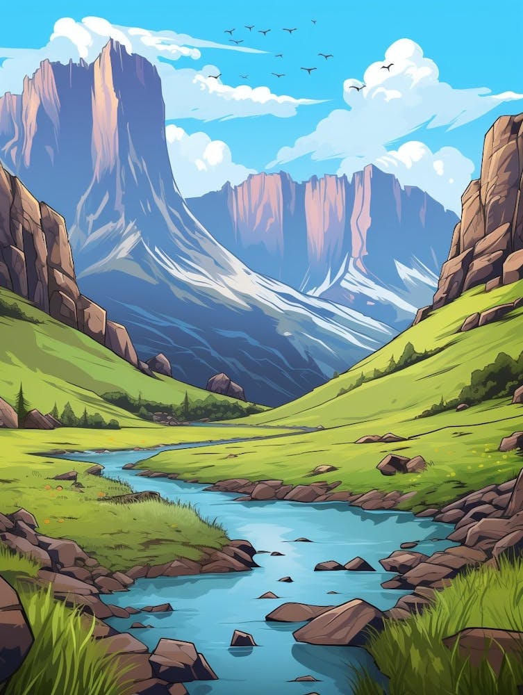 Drakensberg Mountain Range Cartoon 3