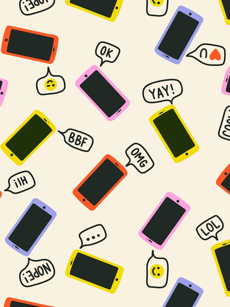 Group Chat Colorful Mobile Phone Text Messaging Teen