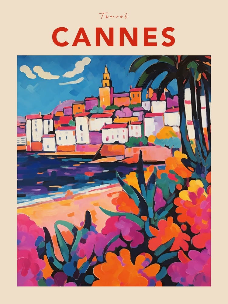 Cannes France 5 Fauvist Travel Poster