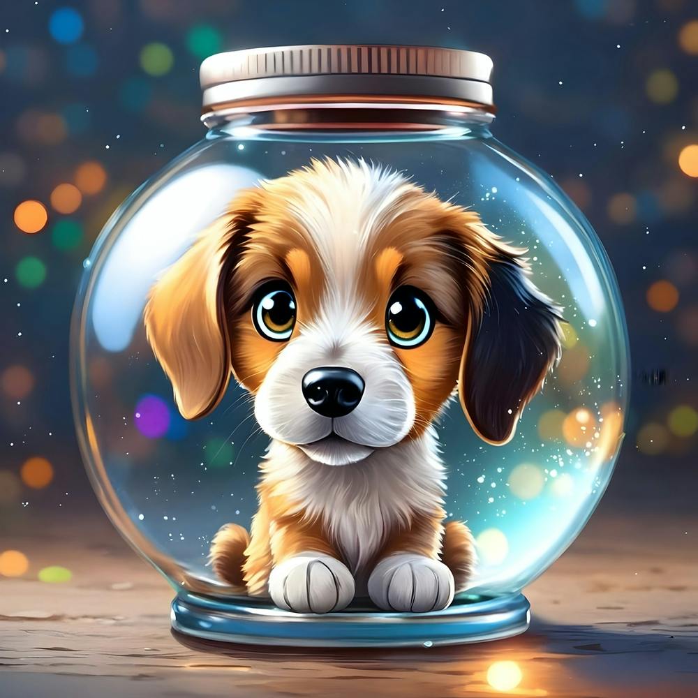 Puppy In A Glass Jar