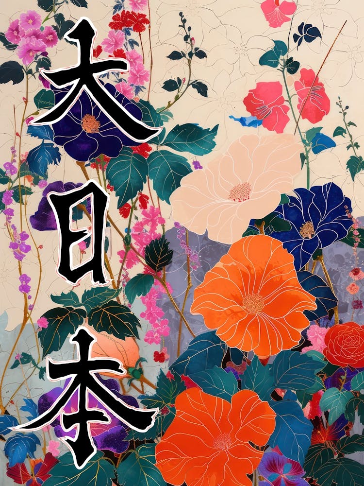 Hokusai  Great Japan Poster Japanese Flowers 1