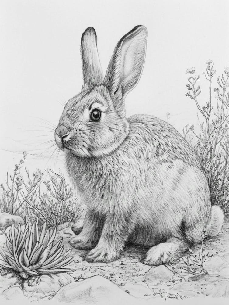 American Fuzzy Rabbit Drawing 3
