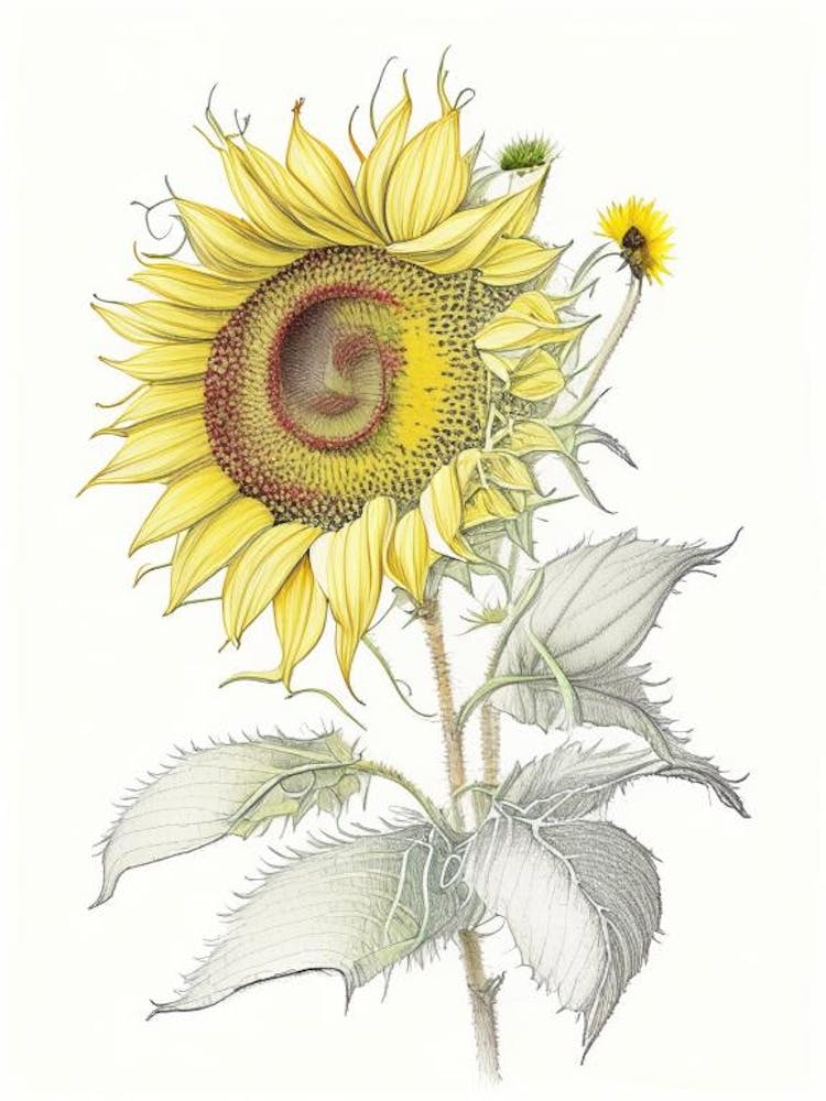 Sunflower Floral Quentin Blake Inspired Illustration 4 Flower