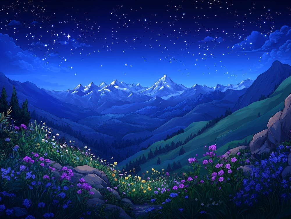 Mountain Landscape At Night 1