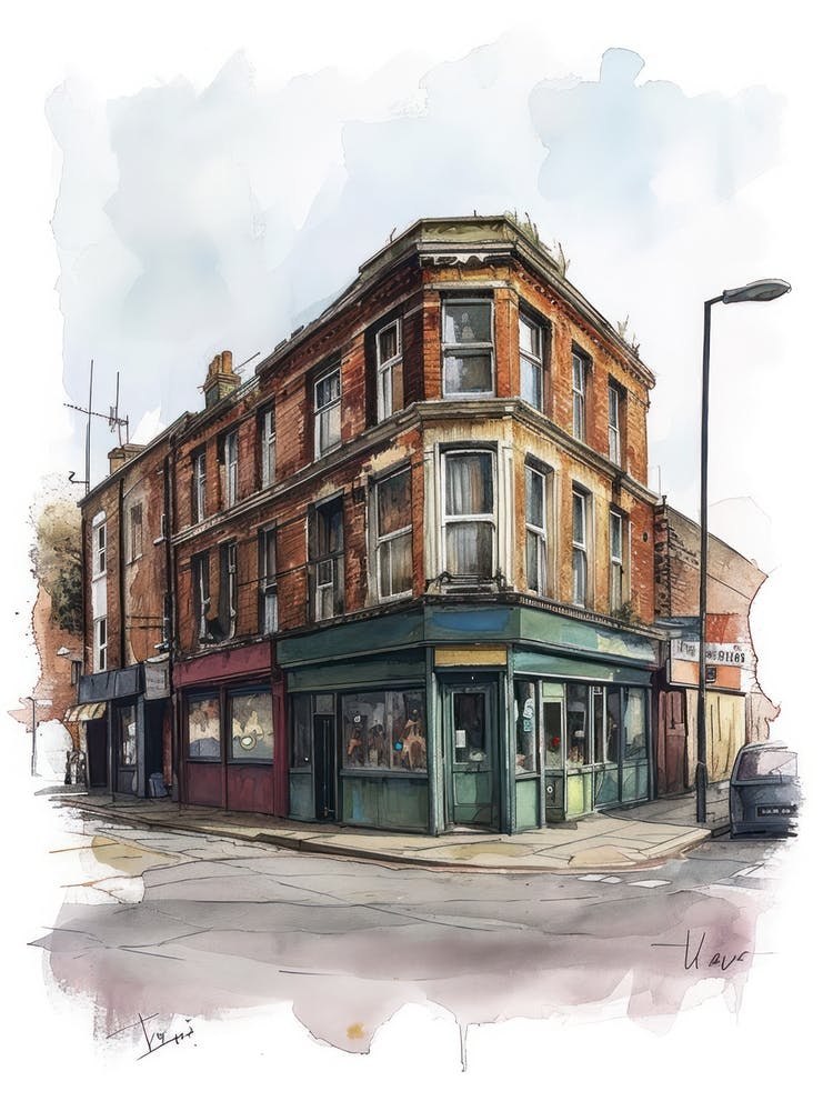 Barking London Borough   Street Watercolour 2