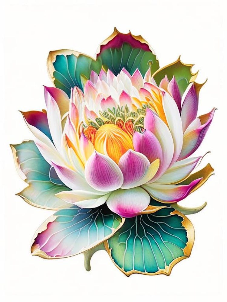 Lotus Flower, Buddhist Symbol Decoupage 4